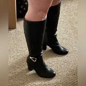 Wide calf tall boots with heels